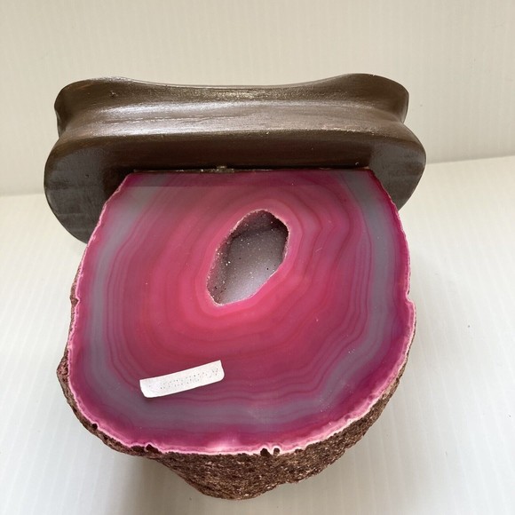 Polished Pink Lavender Natural Agate Geode from Brazil 4.5"  x 5"  x 3" … - Picture 10 of 17